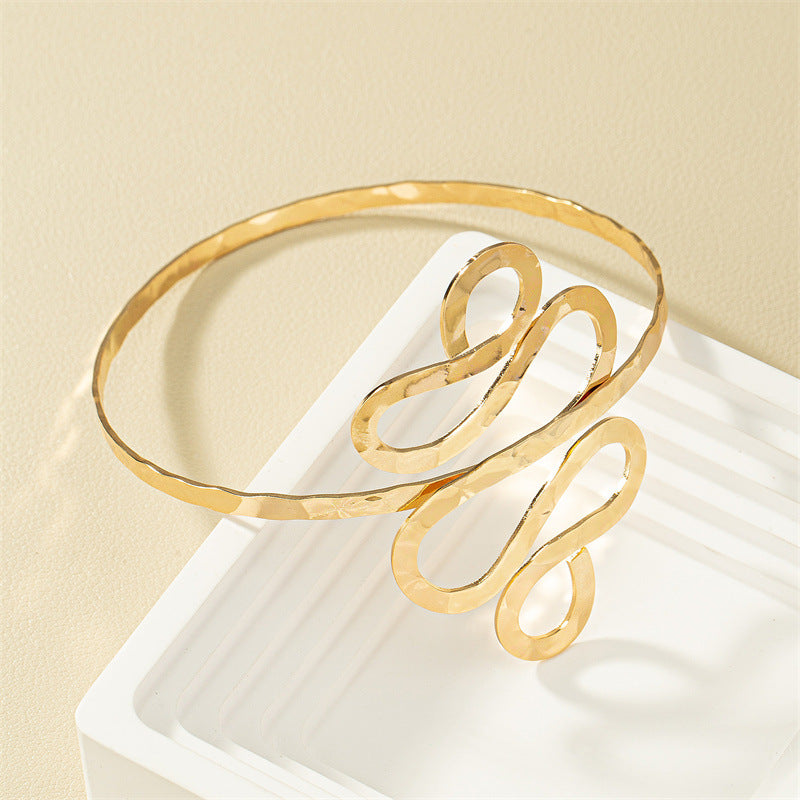 Elegant Geometric Metal Bracelet with Snake Design - Vienna Verve Collection