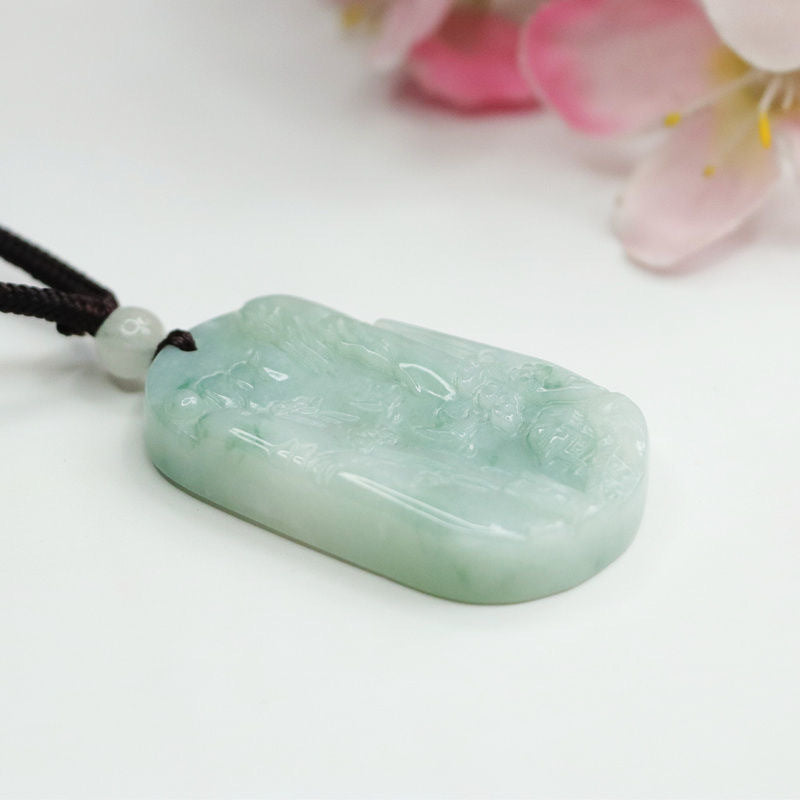 Myanmar A Grade Jade Trapezoidal Pendant - Fortune's Favor Jade Jewelry