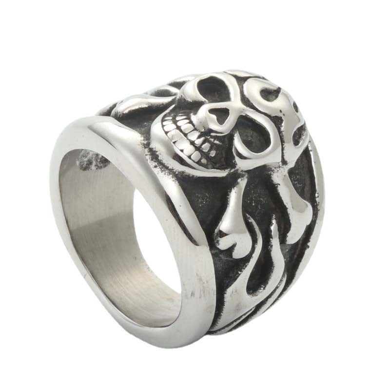 Titanium Steel Punk Pirate Skull Ring for Men - Retro Hipster Style Direct from Manufacturer