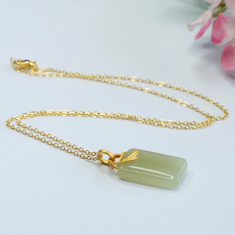 S925 Sterling Silver Hotan Jade Pendant Necklace