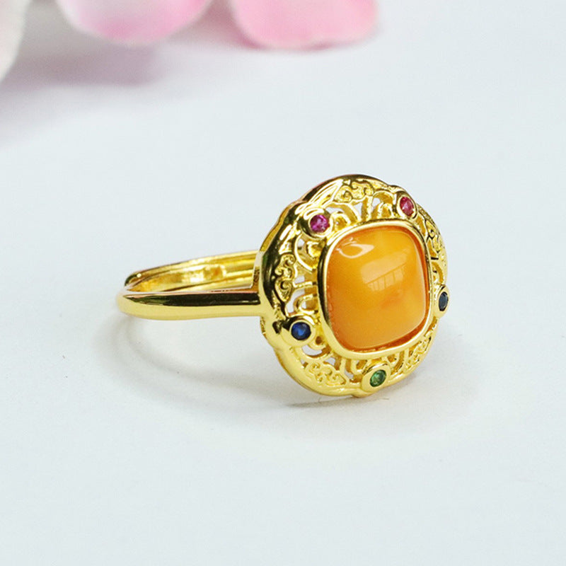 Cloud Ring Amulet with Beeswax Amber Sheen