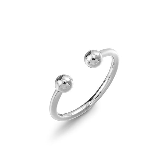 Small Round Bead Polished Opening Sterling Silver Ring