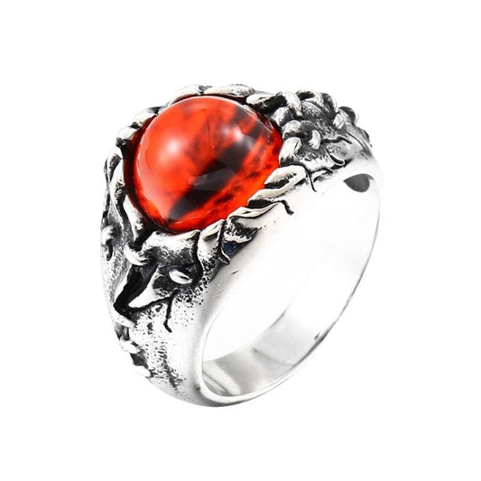 Gothic Devil's Eye Ruby Titanium Steel Ring for Men - Distinctive Style Statement