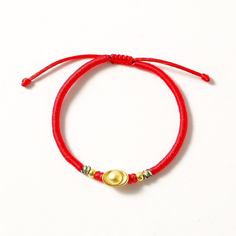 Fortune's Favor Sterling Silver Bracelet with Red Woven Rope - Perfect Gift for Birthdays and Love