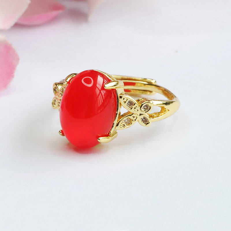 Royal Red Agate Sterling Silver Ring - Fortune's Favor Collection