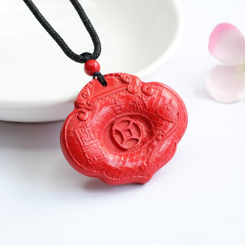 Auspicious Vermilion Sand Fortune Pendant with Cinnabar Stone