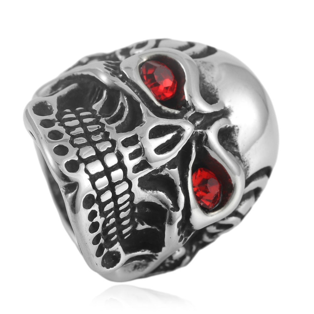 Men's Retro Titanium Steel Skull Ring - European and American Design