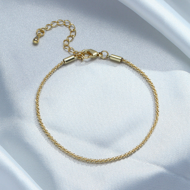 Crystal Double Layer Bracelet with 14K Gold Plating