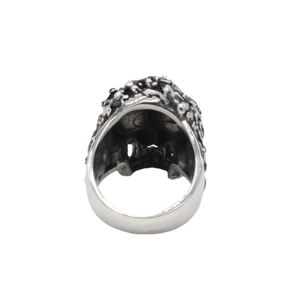 Halloween Concave Convex Skull Titanium Steel Ring for Men