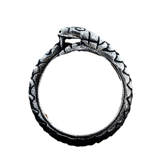 Custom Stainless Steel Ouroboros Ring for Men - Retro Zodiac Snake Design in Titanium Steel