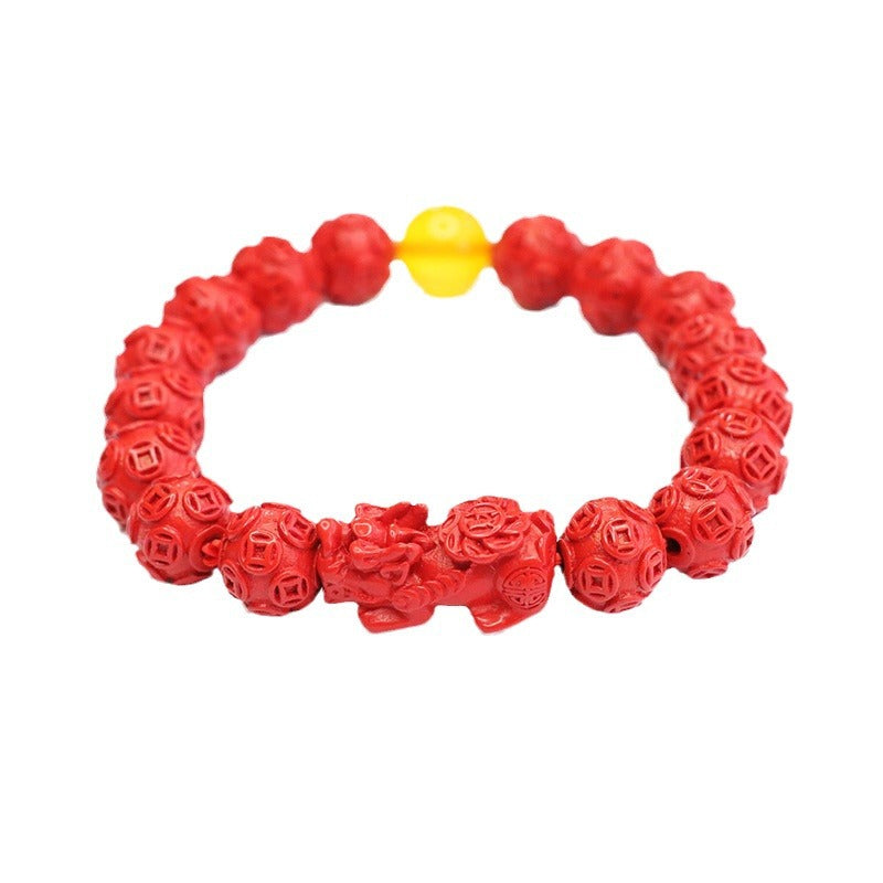 Red Sand Pixiu Copper Coin Bracelet