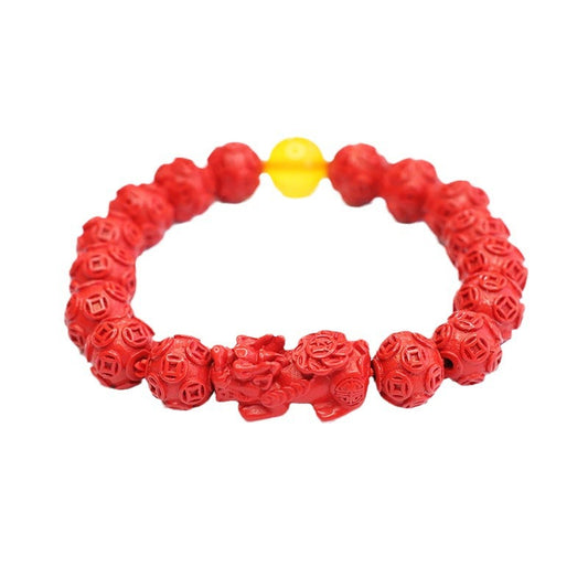 Red Sand Pixiu Copper Coin Bracelet