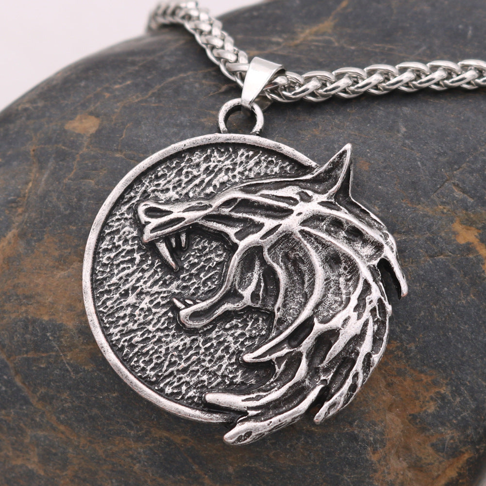 Wizard Wolf Head Necklace for Men - Norse Legacy Collection