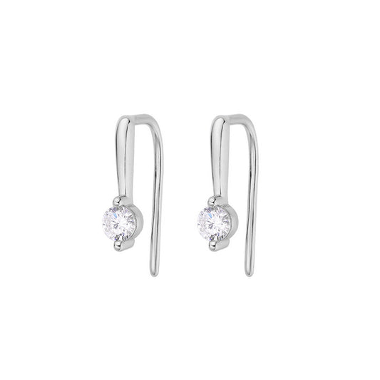 Round Zircon Silver Hook Earrings