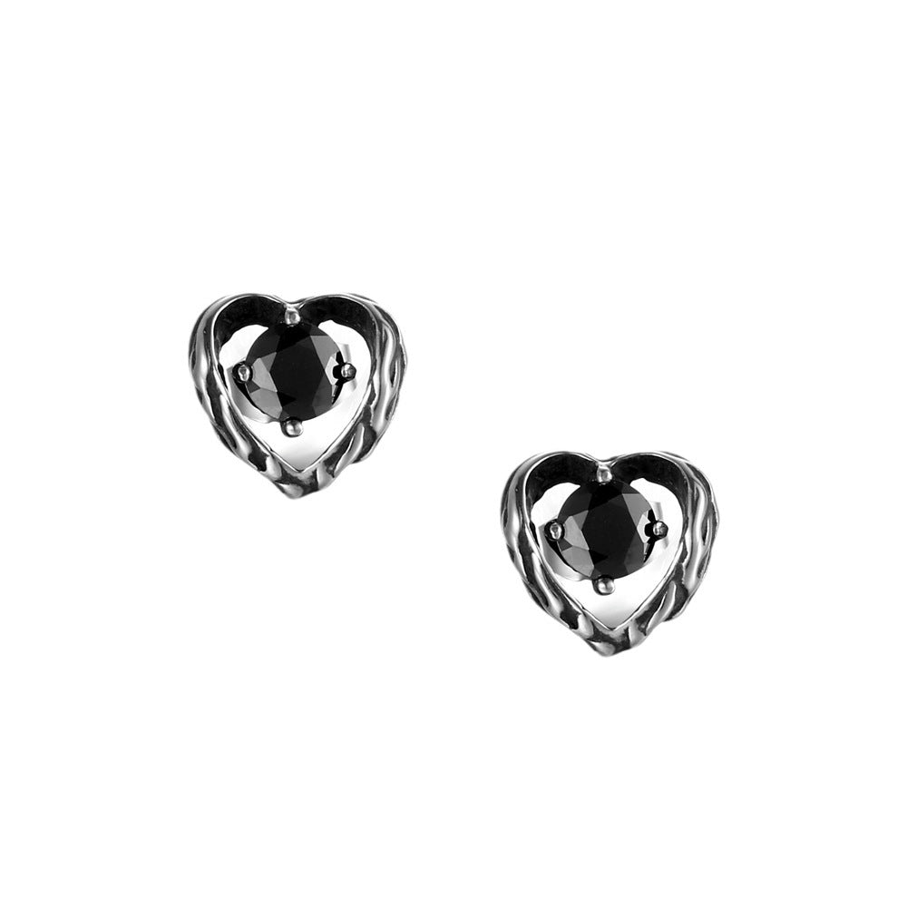 Titanium Steel Love Zircon Earrings – Retro-Inspired Fashion Accessories for Men and Women