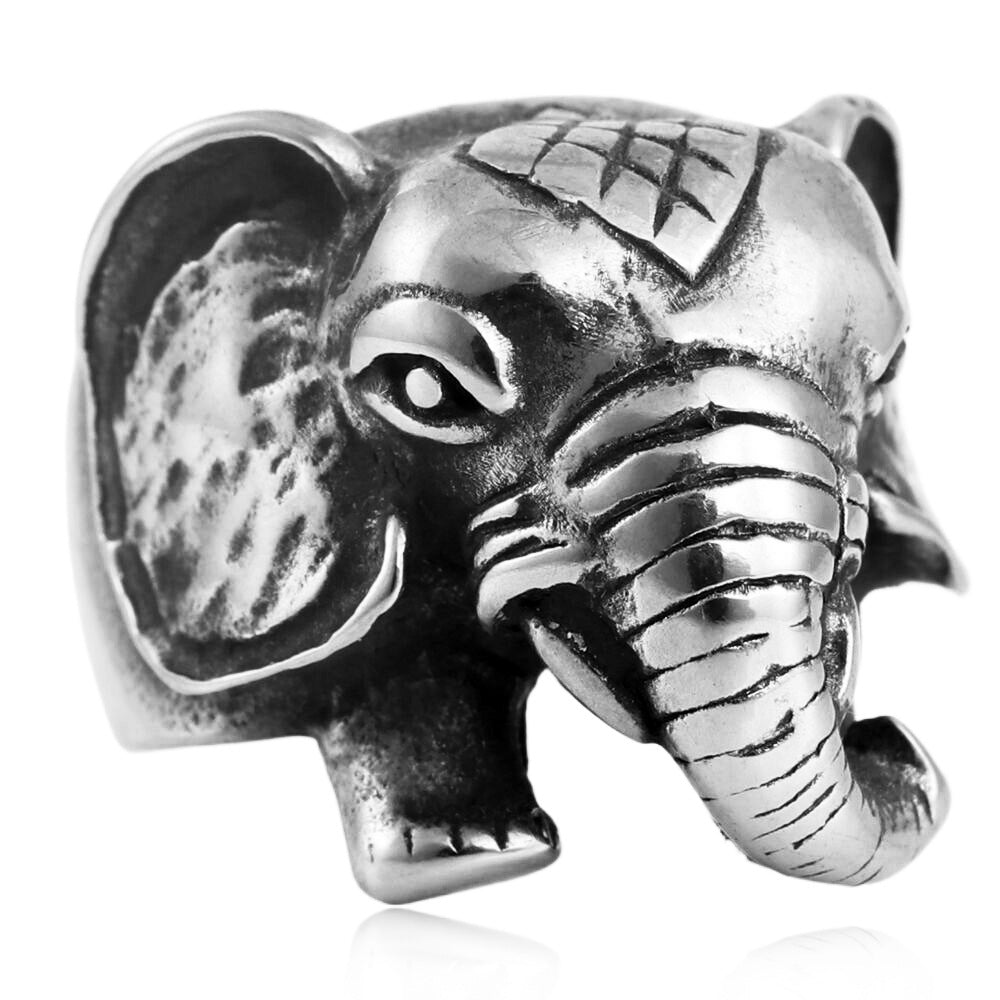 Titanium Steel Elephant Ring for Men - Personalized Retro Trendy Accessory