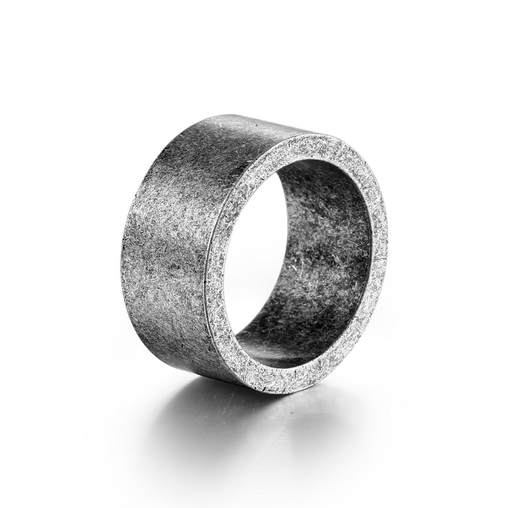 Men's Retro Titanium Steel Ring - Simple Bronze Design for Hip-Hop Fashion