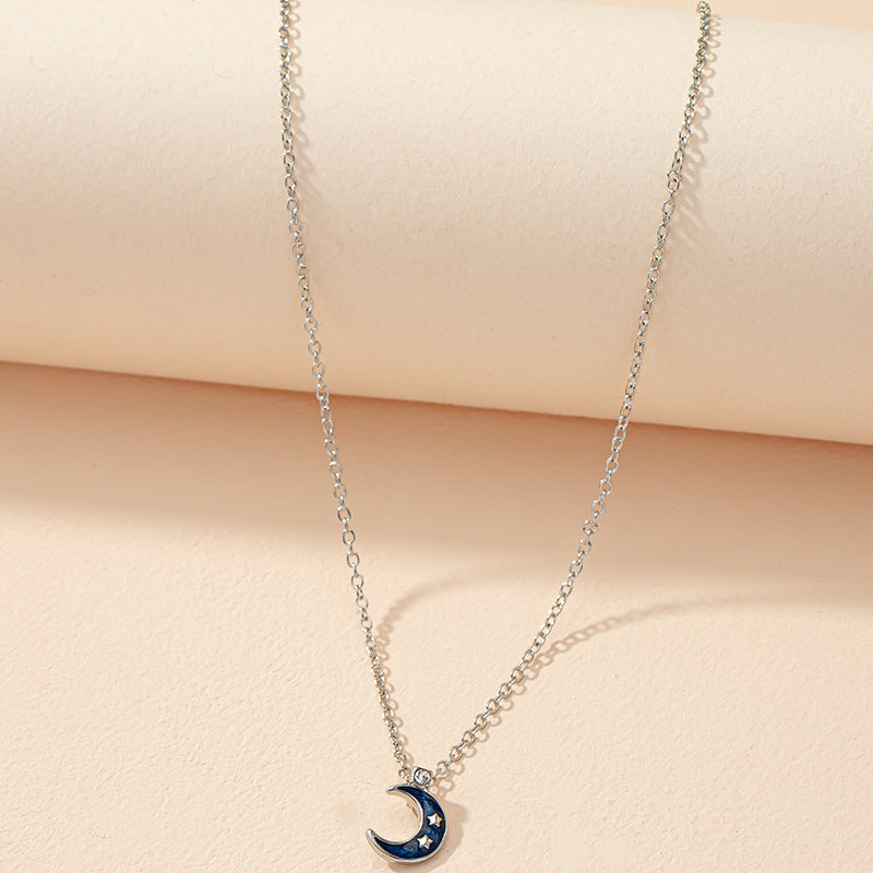 Enamel Moon Star Necklace with Luxury Design from Japan and South Korea