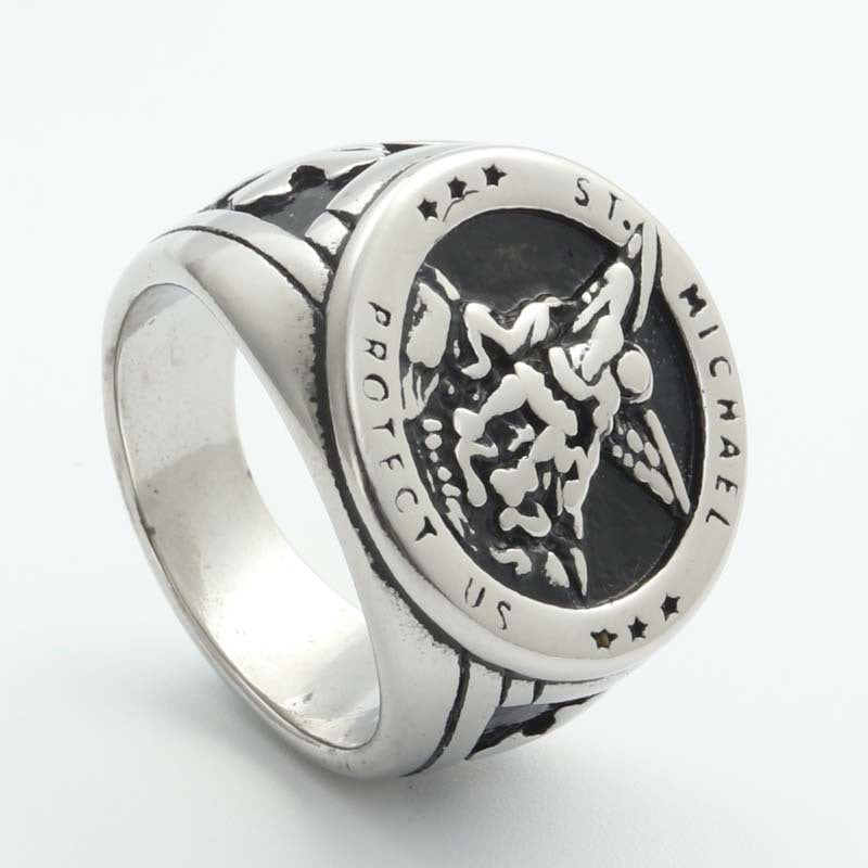 Retro Titanium Steel Letter Ring for Men - Trendy Cross Design Jewelry from Manufacturer