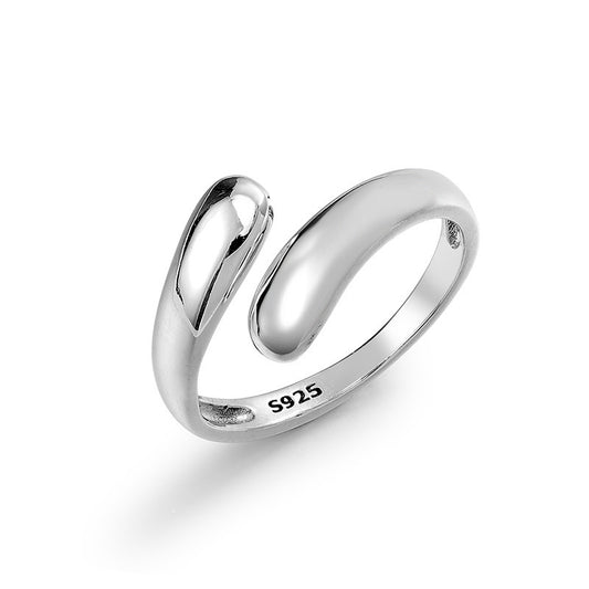 Simple Geometric Polished Opening Sterling Silver Ring