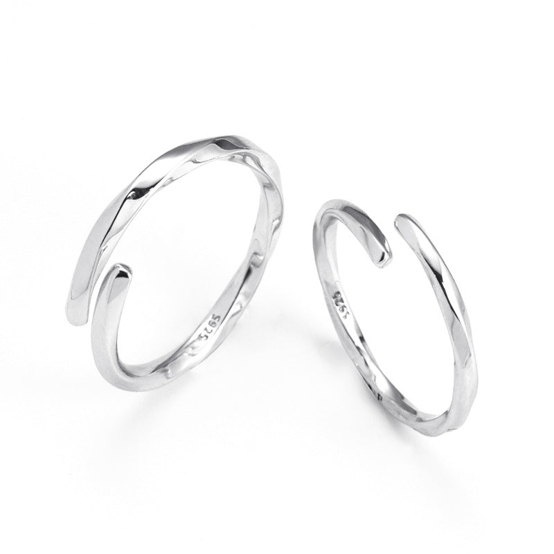 Mobius Design Polished Opening Sterling Silver Couple Rings