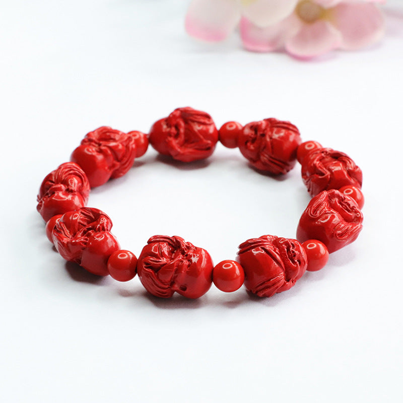 Cinnabar and Red Sand Bracelet Set with Little Buddha Bracelets