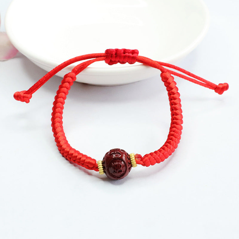 Cinnabar Stone Sterling Silver Bracelet