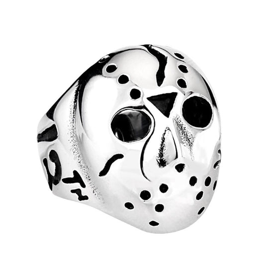 Titanium Steel Men's Ring Featuring "Black Friday" Jason Mask - Non-Mainstream Film & TV Jewelry Wholesale