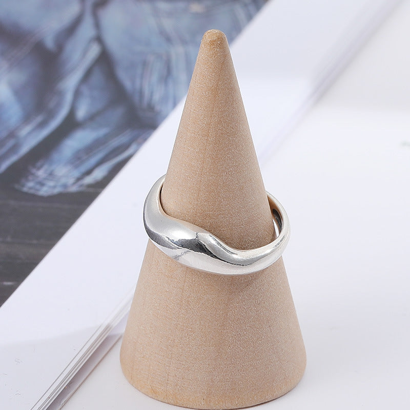 Irregular Shape Polished Opening Sterling Silver Ring