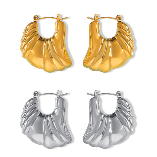 Chic 18K Gold Plated Hollow Wing Earrings - Stainless Steel Cross-Border Jewelry