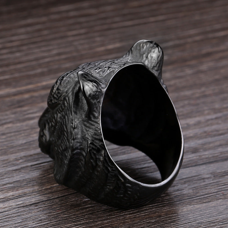 Men's Titanium Steel Tiger Head Ring - Domineering Fashion Jewelry Wholesale