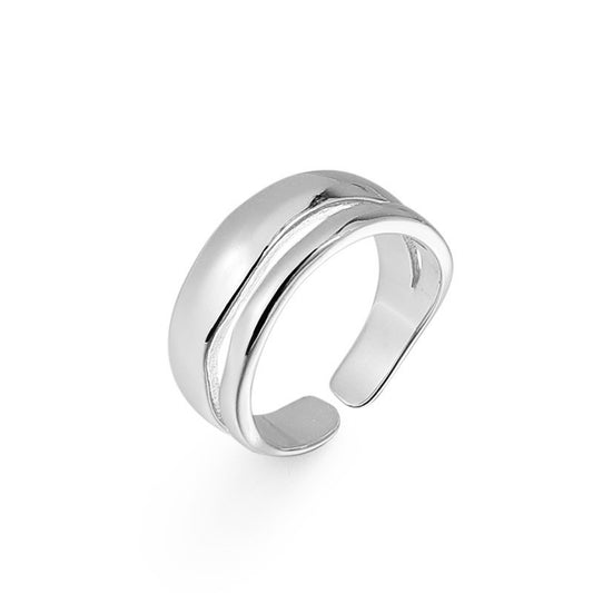 Irregular Hollow Wave Line Opening Sterling Silver Ring