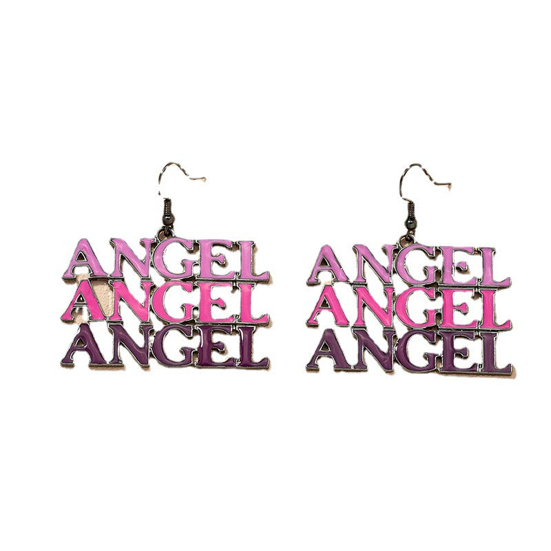 Angelic Block Letter Earrings from Vienna Verve by Planderful - Metal Needle Earrings