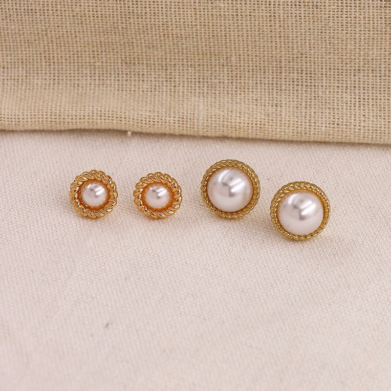Dongdaemun Inspired Metal and Pearl Earring Set by Vienna Verve