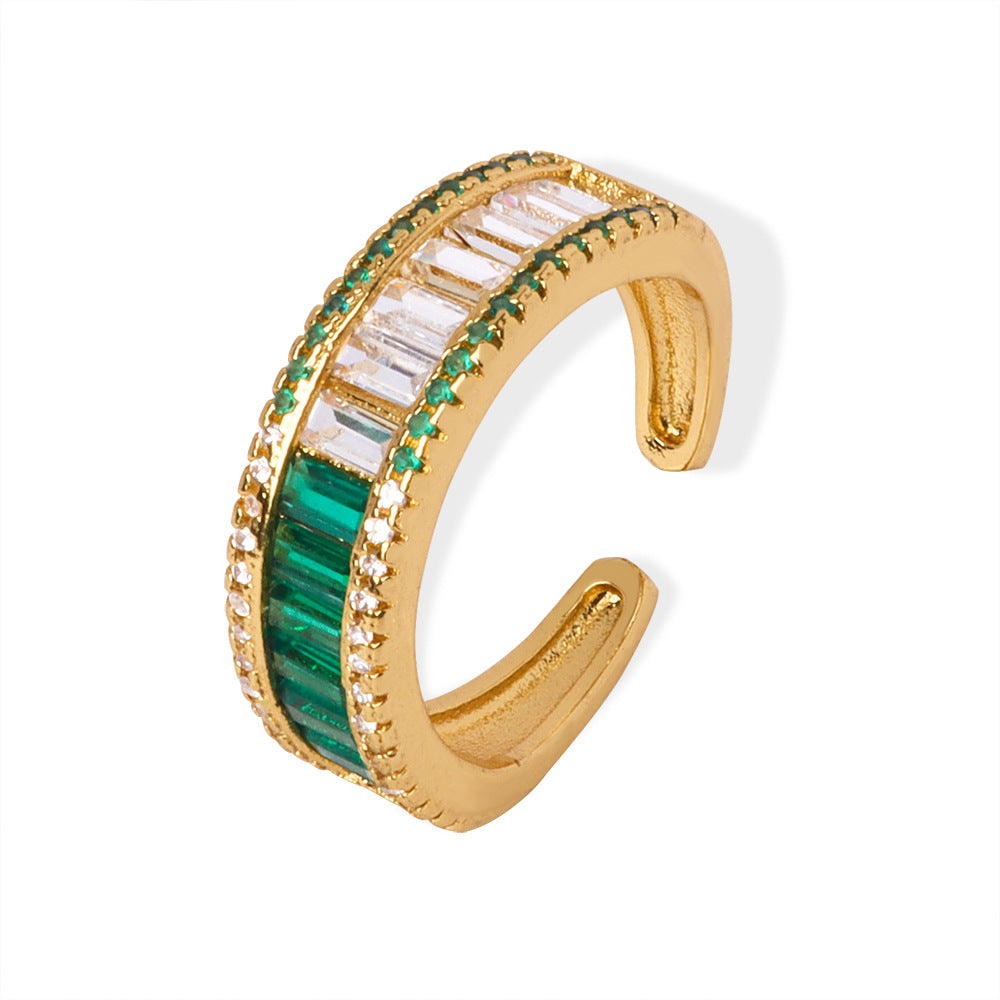 Luxurious European-American Copper Ring with Colored Zircon Accents