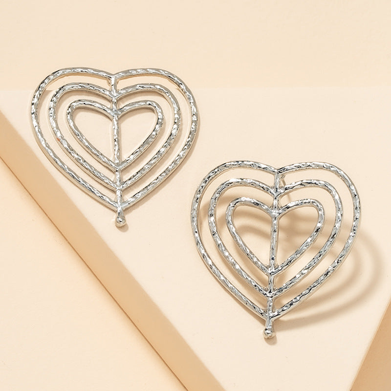 European Style Metal Peach Heart Earrings - Vienna Verve Collection