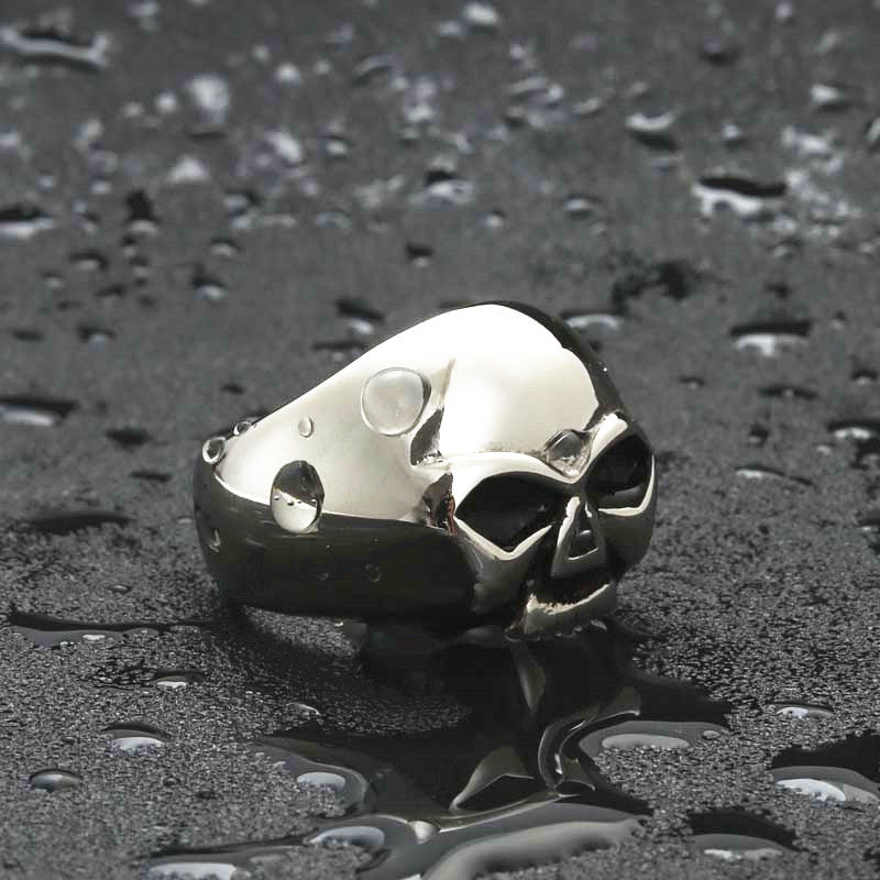 Titanium Steel Hip Hop Skull Ring for Men - Retro Punk Style Direct from Manufacturer