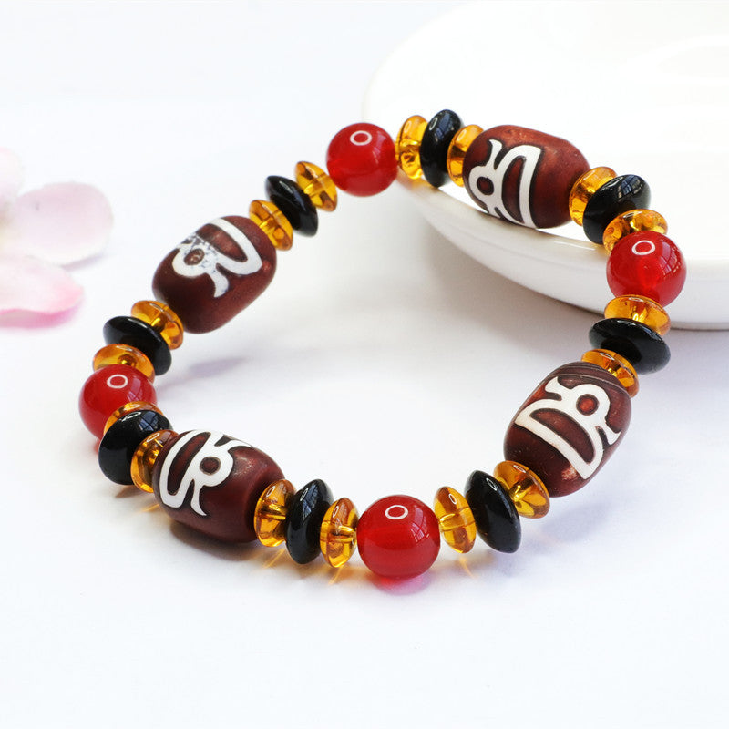 Heavenly Red Agate Sterling Silver Fortune Bracelet