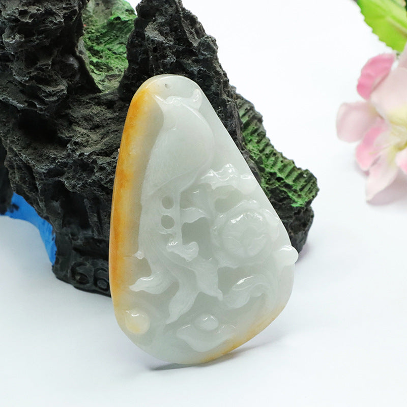 Pretty Phoenix Peony Jade Fortune Pendant