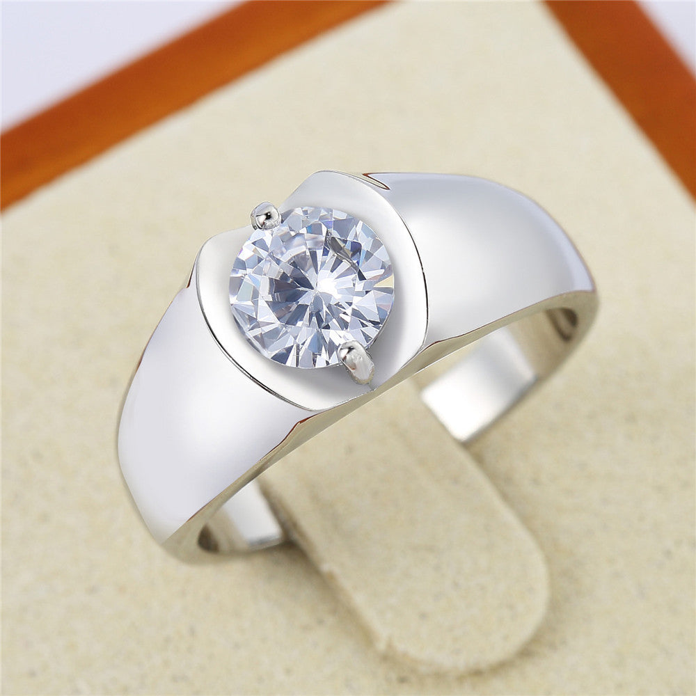 Classic Men's Titanium Steel Zircon Wedding Ring