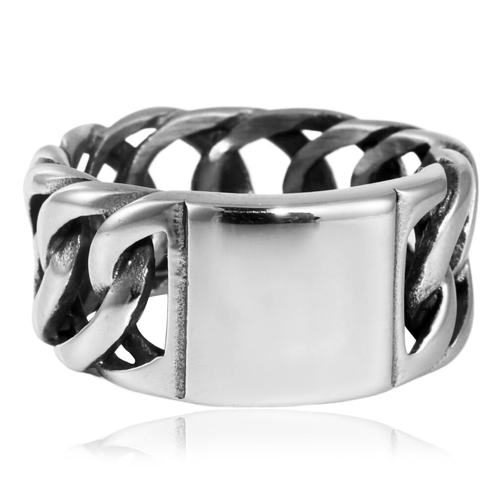 Retro Titanium Steel Locomotive Chain Ring for Men - Trendy Stainless Steel Accessories