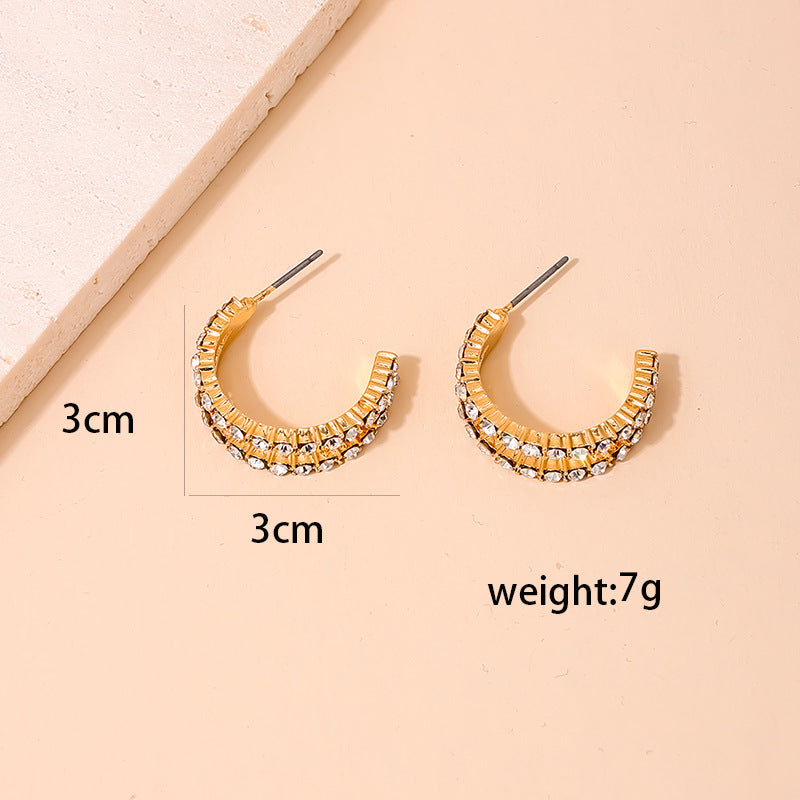 Chic Double-Layer C-Shaped Earrings with Metal Needles and Vienna Verve Collection