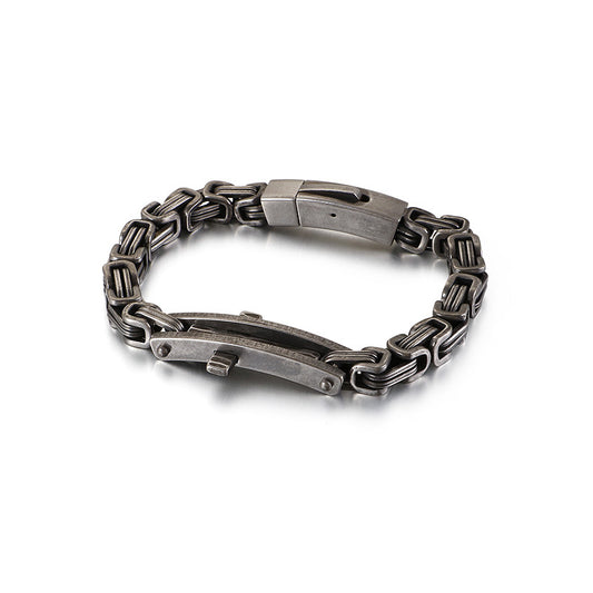 Vintage-Inspired Men's Bracelet with Curved Cross Design in Titanium Steel for the Modern Hipster