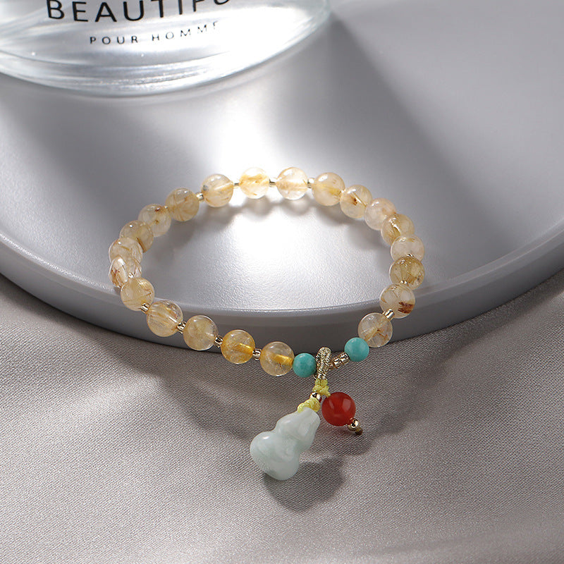 Elegant Sterling Silver Crystal and Jade Fortune Bracelet