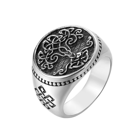 Everyday Genie Men's Titanium Steel Life Tree Ring