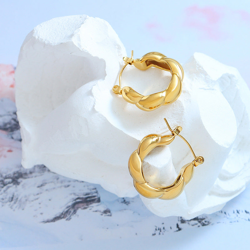 Kinked Temperament Gold-Plated Earrings with Korean Influence