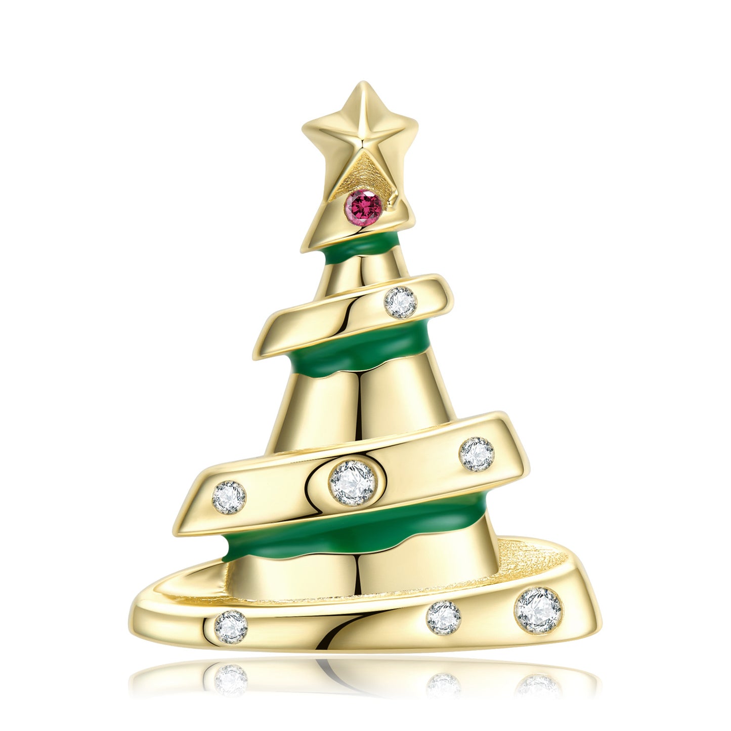 Christmas Tree Pendant Zircon Silver Necklace