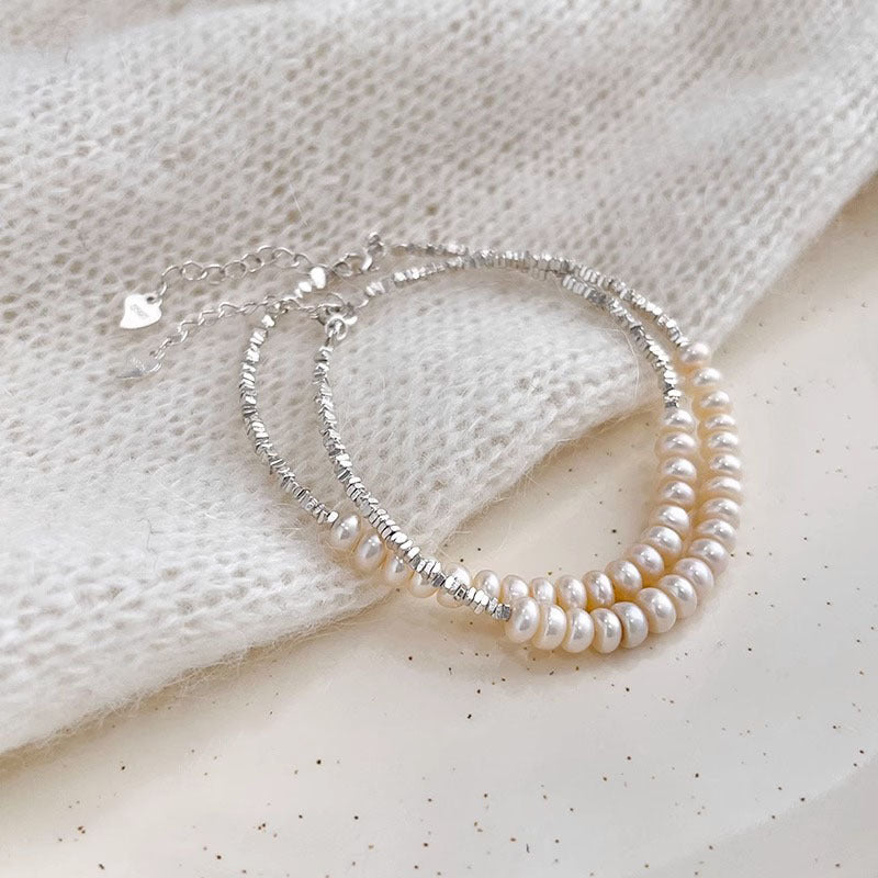 Luxurious Sterling Silver Freshwater Pearl Bracelet