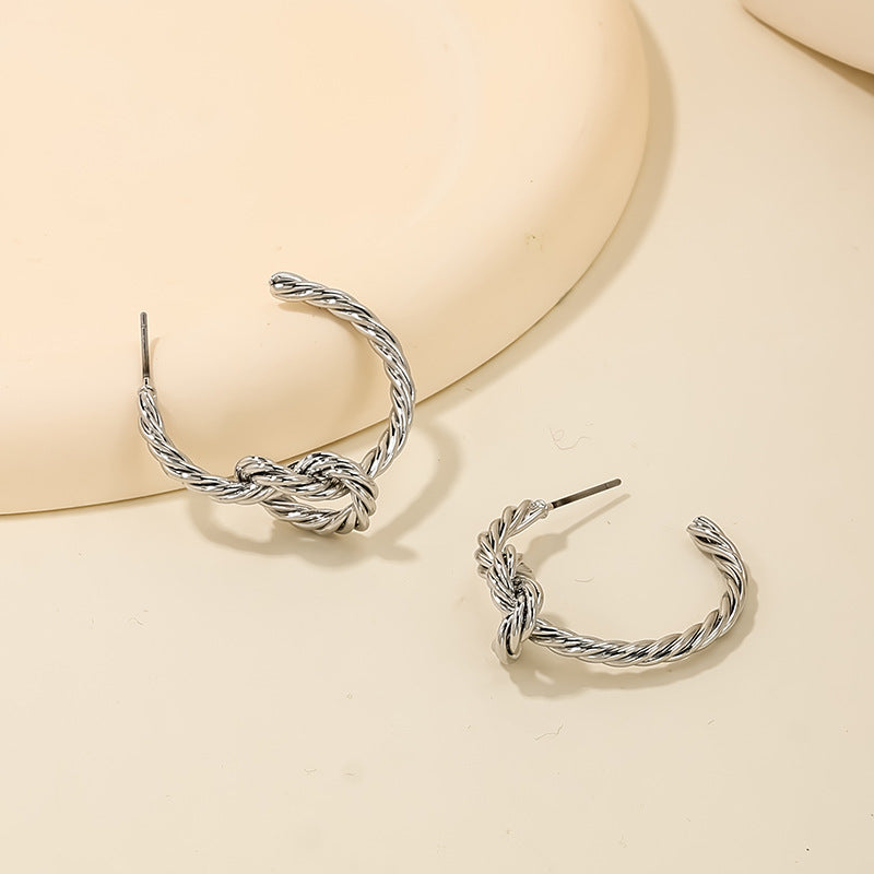 Creative Knot C-Shaped Stud Earrings - Vienna Verve Collection