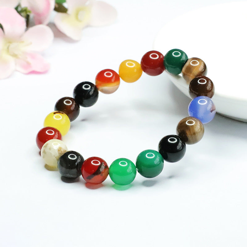 Colorful Chalcedony Bracelet - Sterling Silver with Agate, for Women